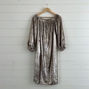 Anthropologie Champagne Sequin Dress size S